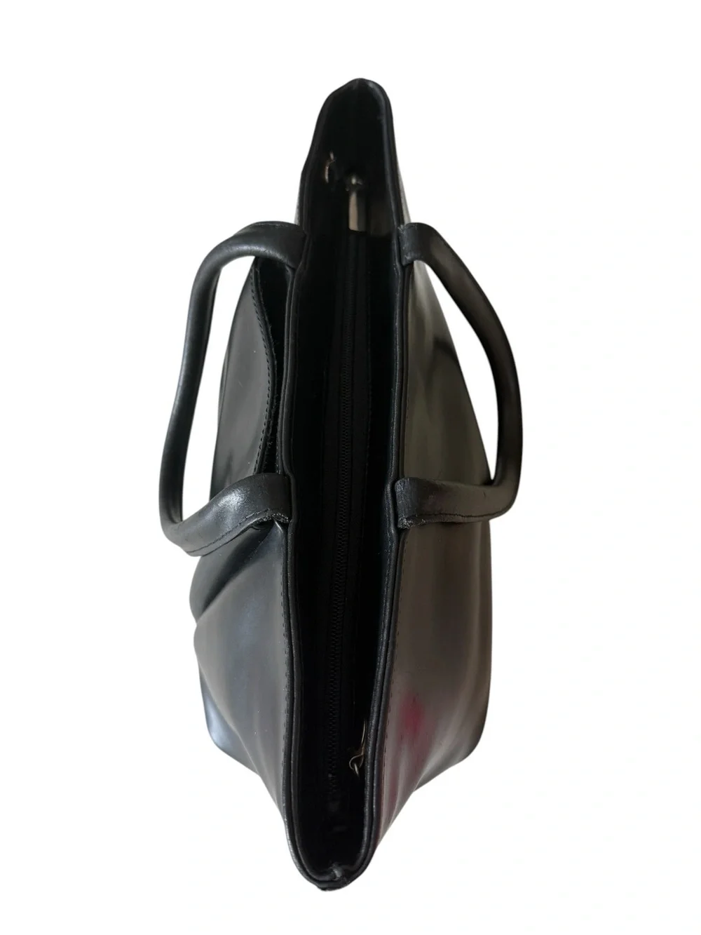 Vintage Focus Paris Black Leather Structured Tote Bag Made in France